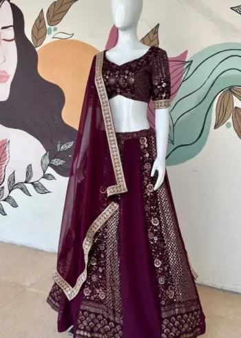 Heavy Georgette Coding and Sequence Embroidered Party lehenga Choli