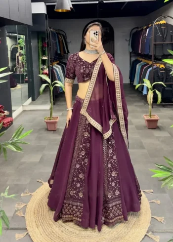 Heavy Georgette Coding and Sequence Embroidered Party lehenga Choli