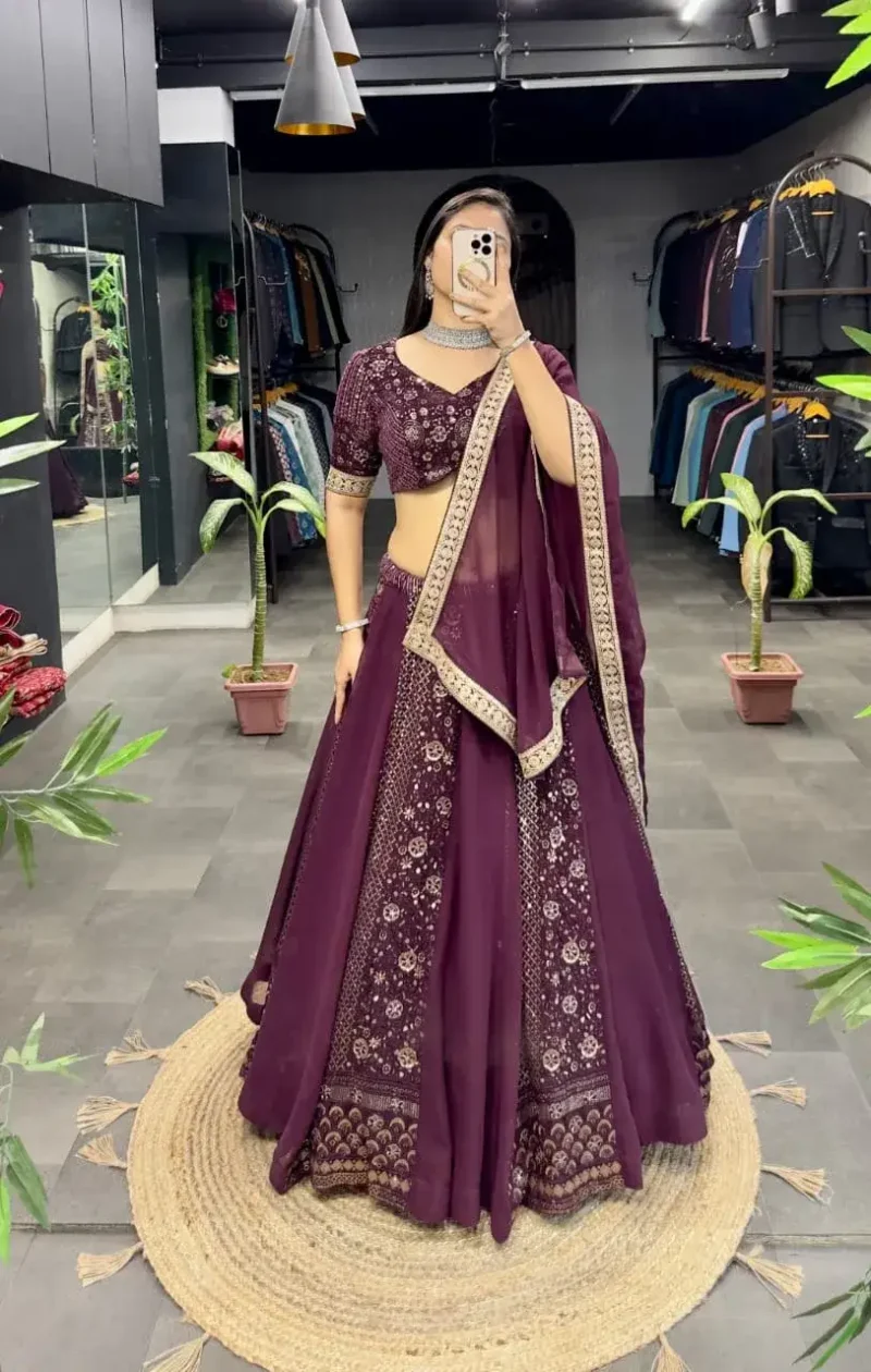 Heavy Georgette Coding and Sequence Embroidered Party lehenga Choli