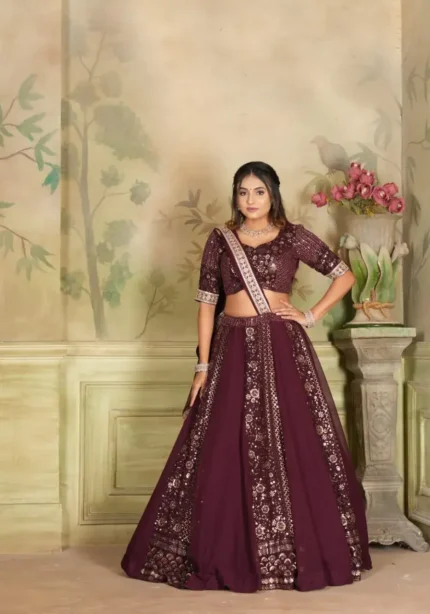 Heavy Georgette Coding and Sequence Embroidered Party lehenga Choli