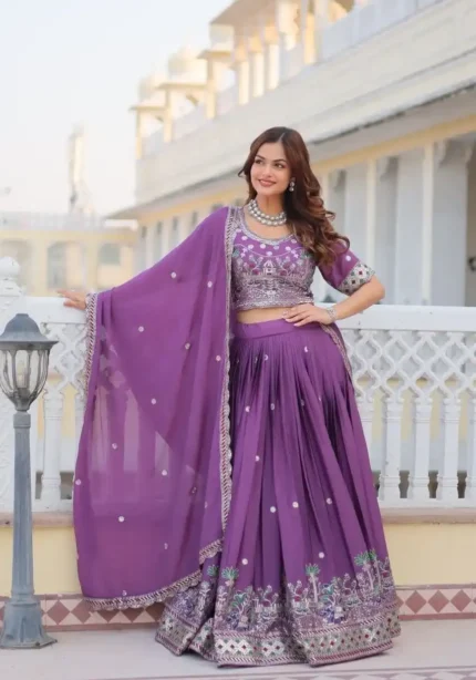 Heavy Sequence & Thread Embroidery Work Stitched Lehenga Choli