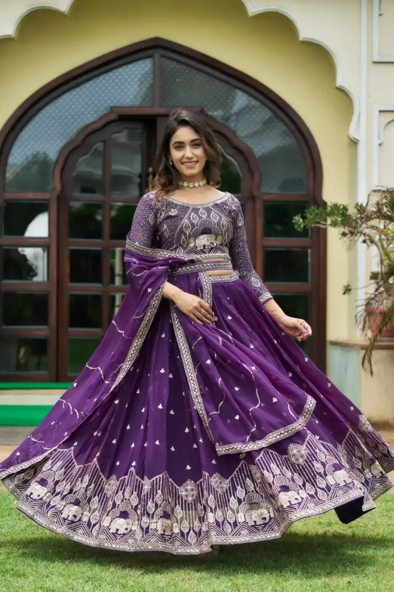 Designer Wedding Lehenga choli with Sequence Embroidered & Belt