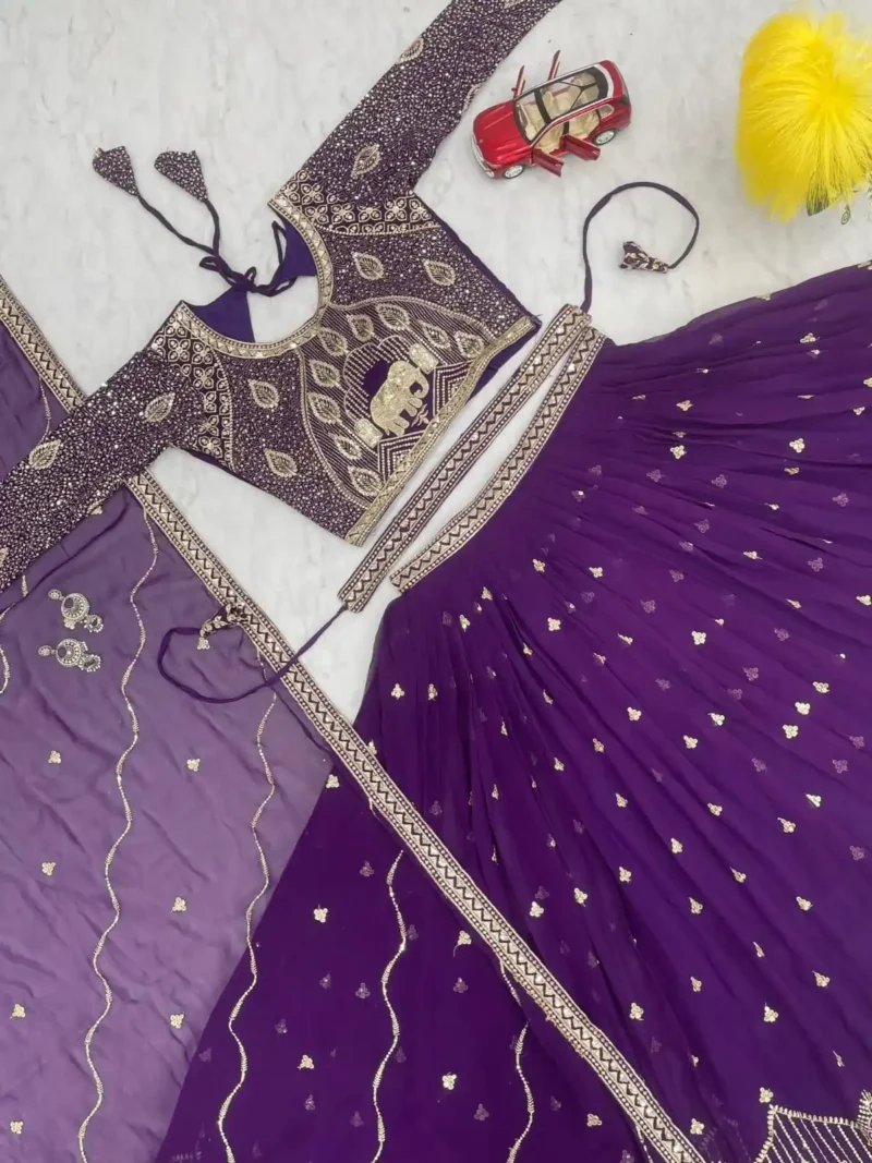 Designer Wedding Lehenga choli with Sequence Embroidered & Belt