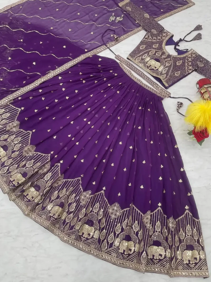 Designer Wedding Lehenga choli with Sequence Embroidered & Belt