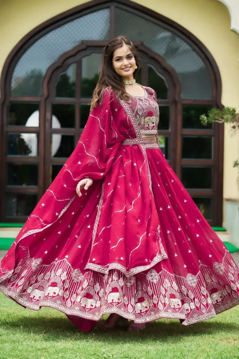 Designer Wedding Lehenga choli with Sequence Embroidered & Belt