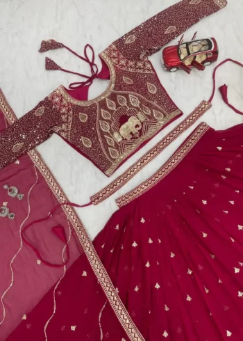 Designer Wedding Lehenga choli with Sequence Embroidered & Belt