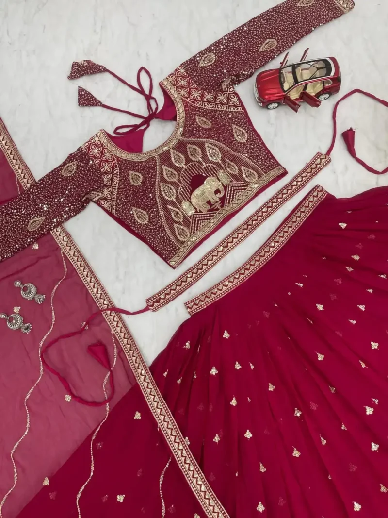 Designer Wedding Lehenga choli with Sequence Embroidered & Belt