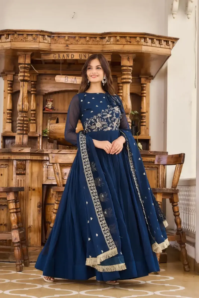 Heavy Sequence Embroidery Work Designer Gown for Party