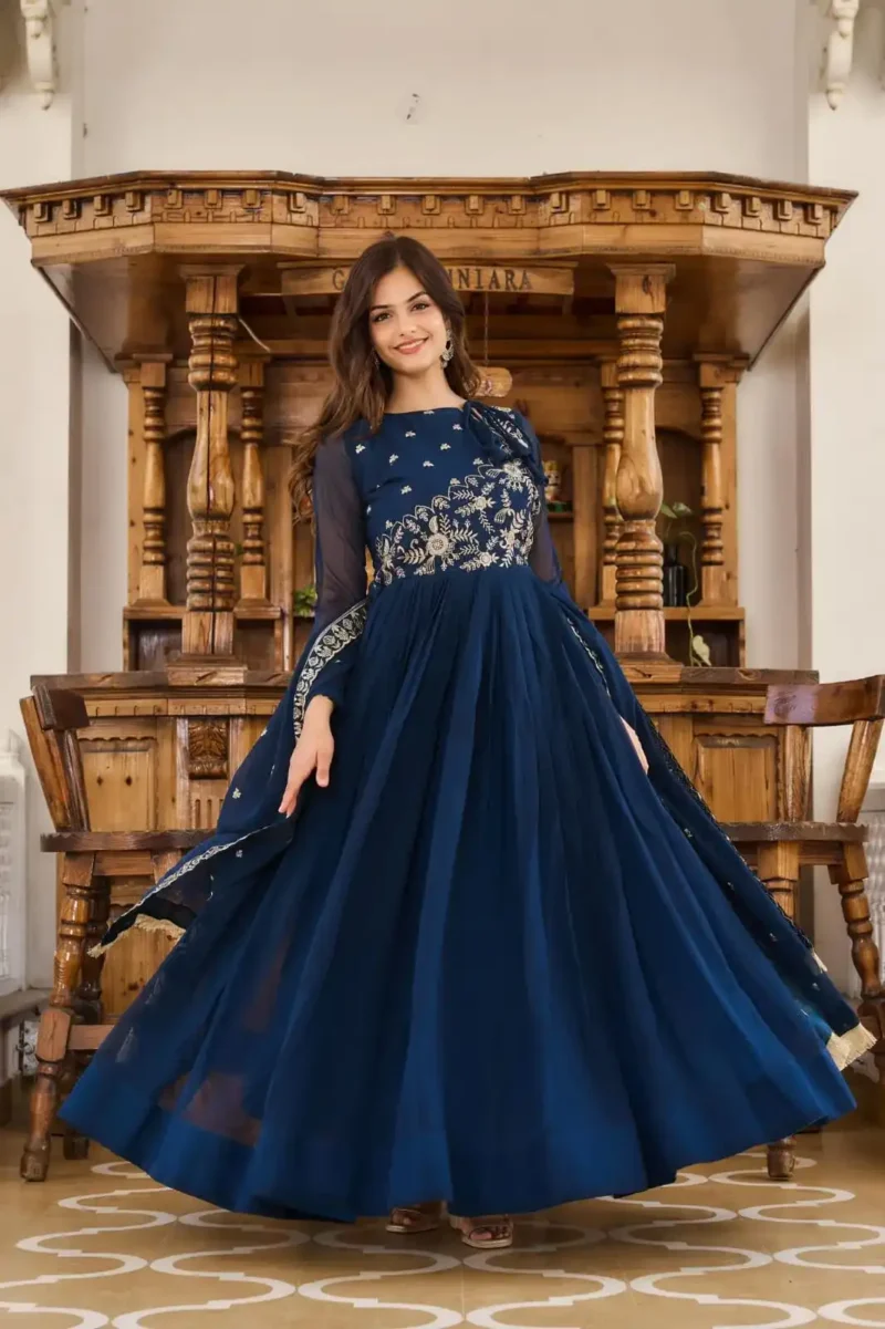 Heavy Sequence Embroidery Work Designer Gown for Party