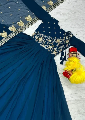 Heavy Sequence Embroidery Work Designer Gown for Party