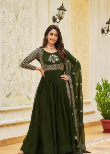 Heavy Sequence Embroidery Work Designer Stitched Gown