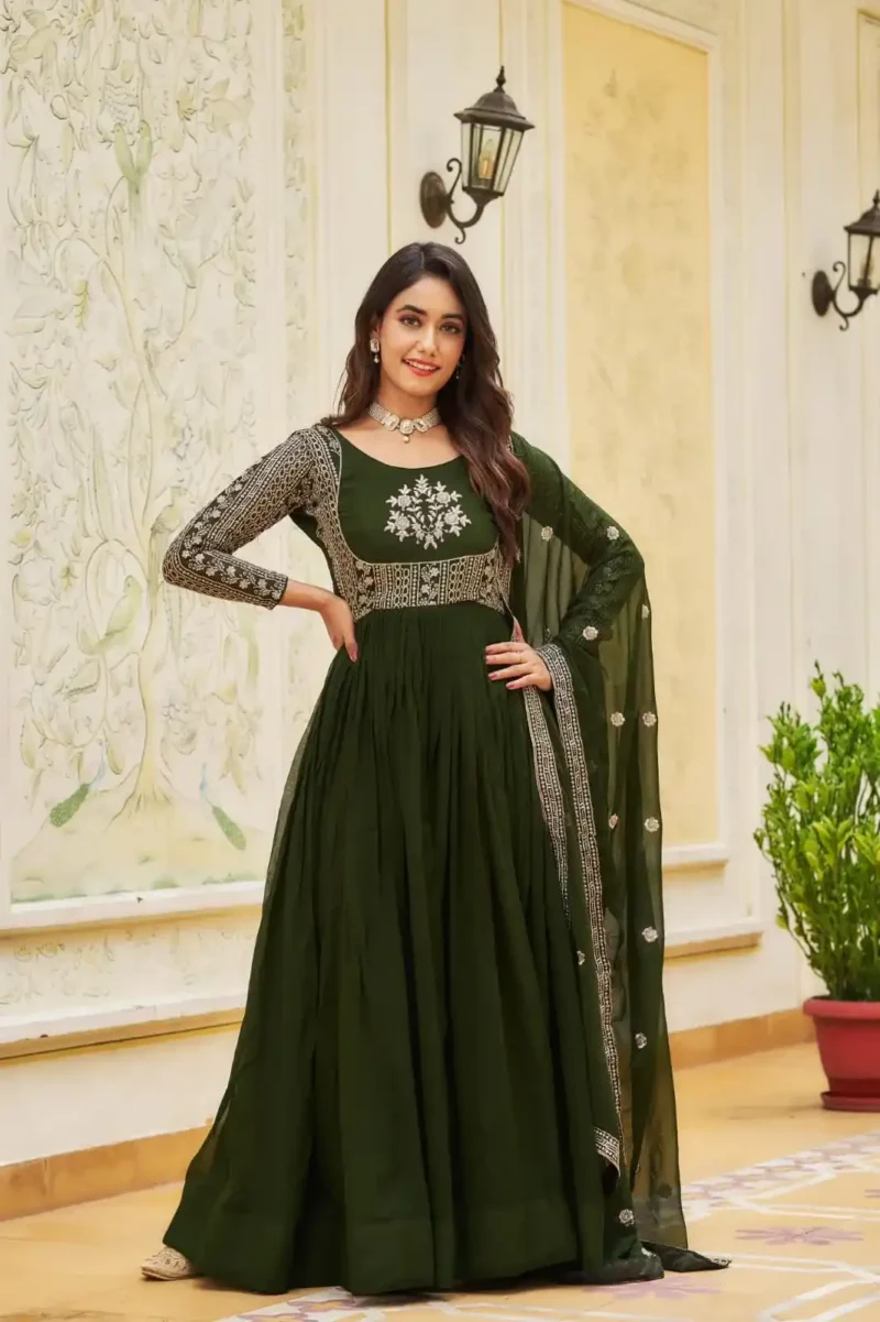 Heavy Sequence Embroidery Work Designer Stitched Gown
