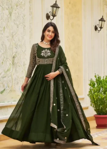 Heavy Sequence Embroidery Work Designer Stitched Gown