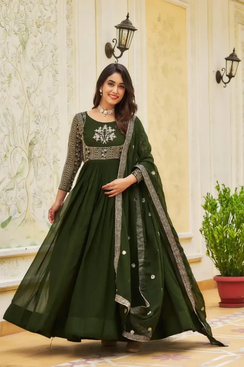 Heavy Sequence Embroidery Work Designer Stitched Gown