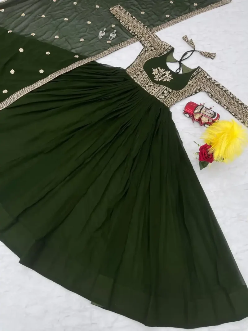 Heavy Sequence Embroidery Work Designer Stitched Gown