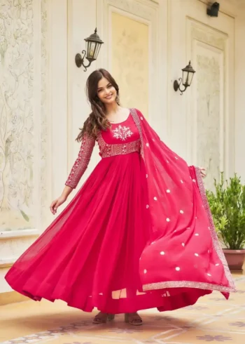 Heavy Sequence Embroidery Work Designer Stitched Gown