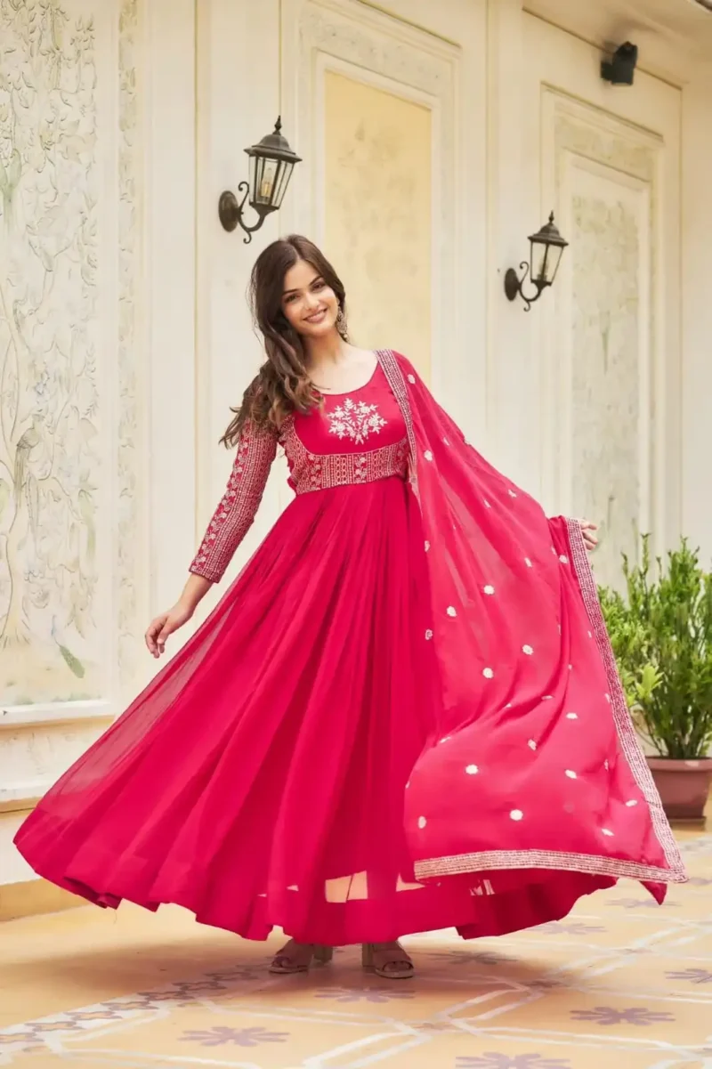 Heavy Sequence Embroidery Work Designer Stitched Gown