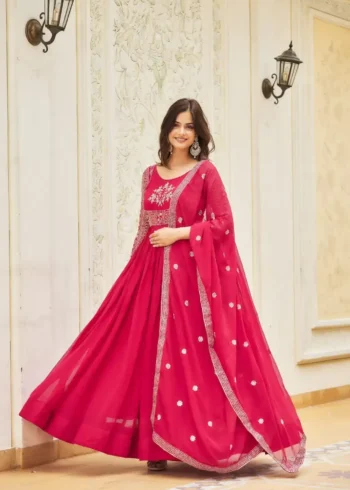 Heavy Sequence Embroidery Work Designer Stitched Gown