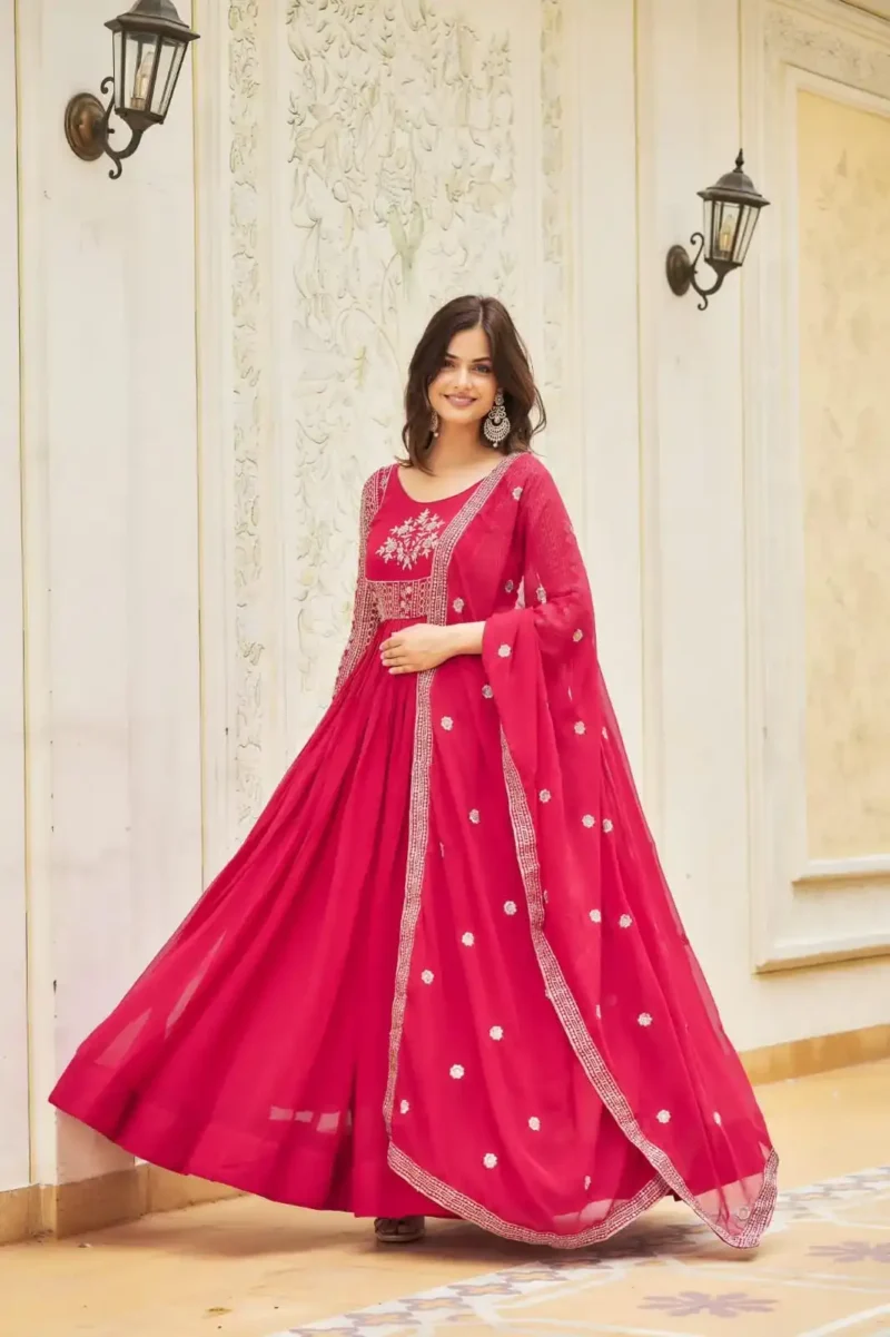 Heavy Sequence Embroidery Work Designer Stitched Gown
