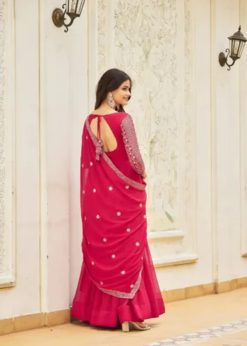 Heavy Sequence Embroidery Work Designer Stitched Gown