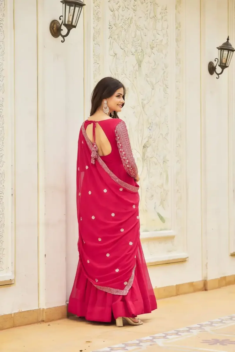 Heavy Sequence Embroidery Work Designer Stitched Gown