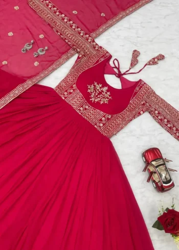 Heavy Sequence Embroidery Work Designer Stitched Gown