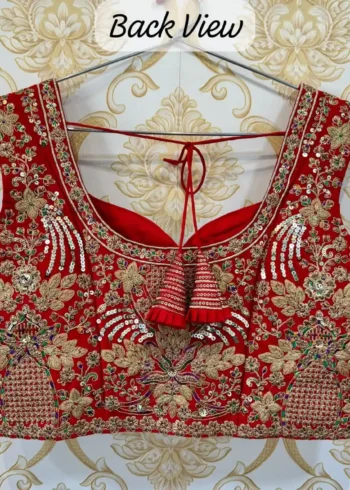 Heavy Thread Coding Embroidered Sleeveless Bridal Blouse