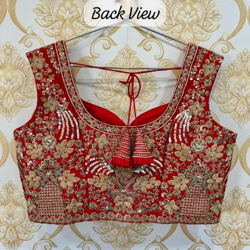 Heavy Thread Coding Embroidered Sleeveless Bridal Blouse