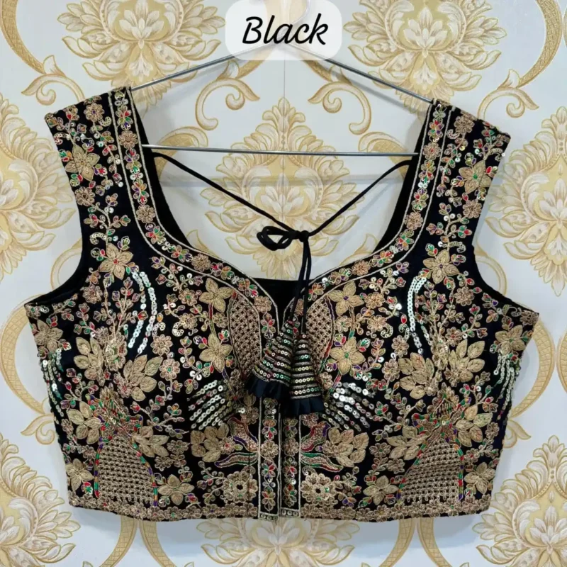 Heavy Thread Coding Embroidered Sleeveless Bridal Blouse