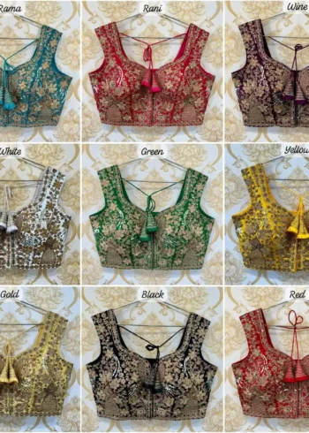 Heavy Thread Coding Embroidered Sleeveless Bridal Blouse