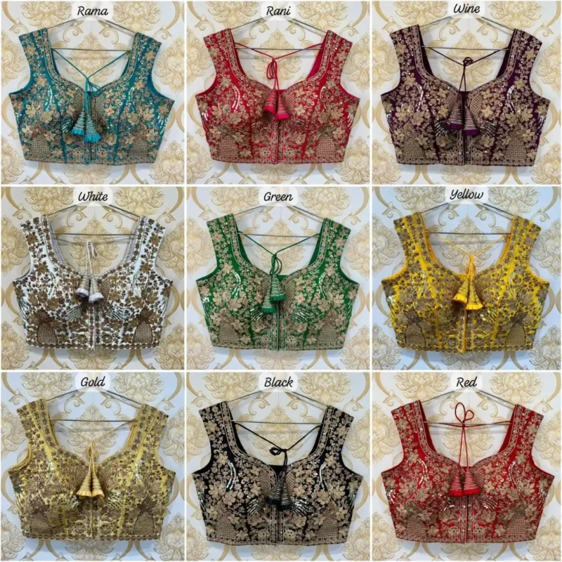 Heavy Thread Coding Embroidered Sleeveless Bridal Blouse