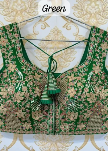 Heavy Thread Coding Embroidered Sleeveless Bridal Blouse
