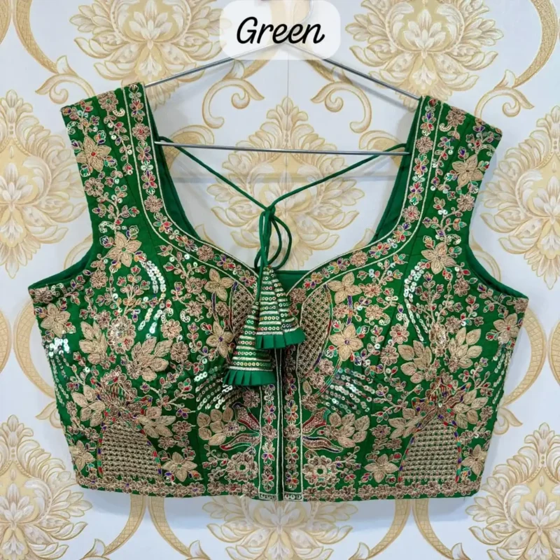 Heavy Thread Coding Embroidered Sleeveless Bridal Blouse