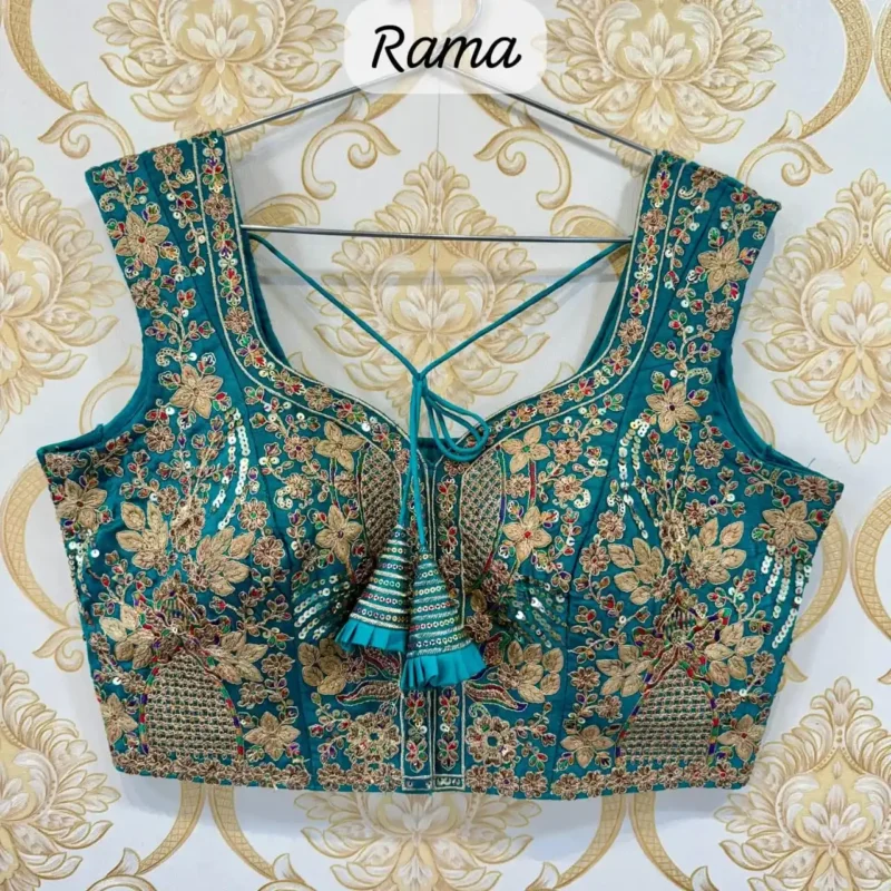 Heavy Thread Coding Embroidered Sleeveless Bridal Blouse