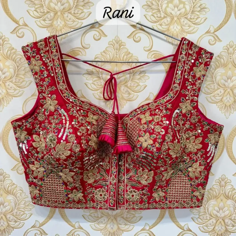 Heavy Thread Coding Embroidered Sleeveless Bridal Blouse