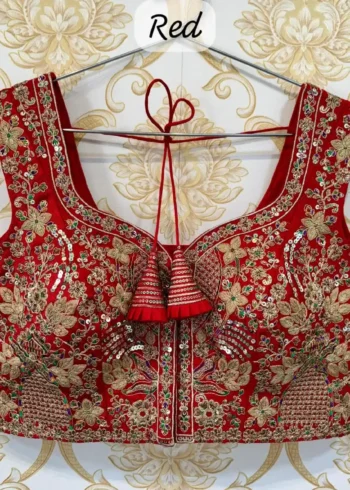 Heavy Thread Coding Embroidered Sleeveless Bridal Blouse