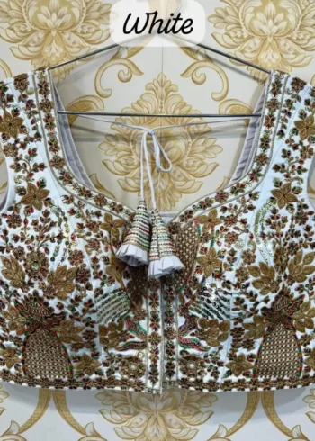 Heavy Thread Coding Embroidered Sleeveless Bridal Blouse