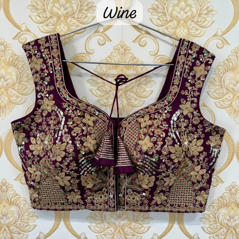 Heavy Thread Coding Embroidered Sleeveless Bridal Blouse