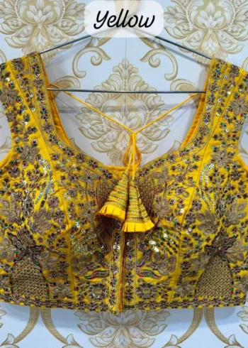 Heavy Thread Coding Embroidered Sleeveless Bridal Blouse