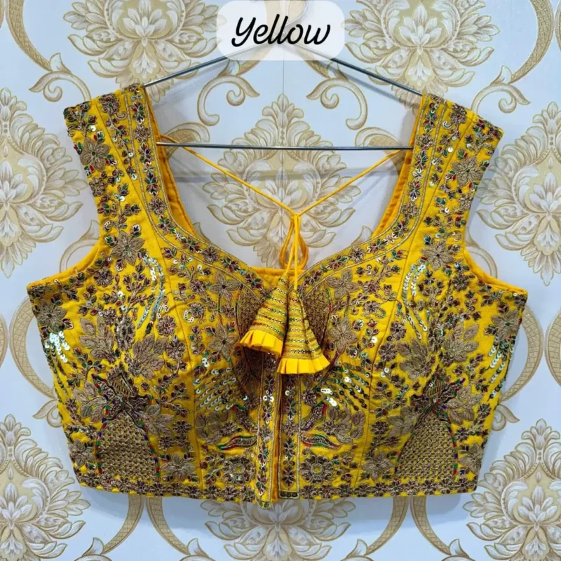 Heavy Thread Coding Embroidered Sleeveless Bridal Blouse
