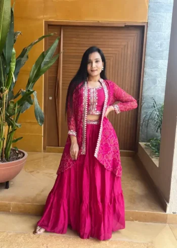 Heavy Thread Embroidery Work Designer Lehenga with Shrug
