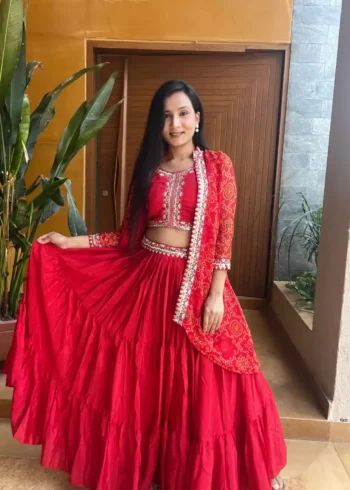 Heavy Thread Embroidery Work Designer Lehenga with Shrug