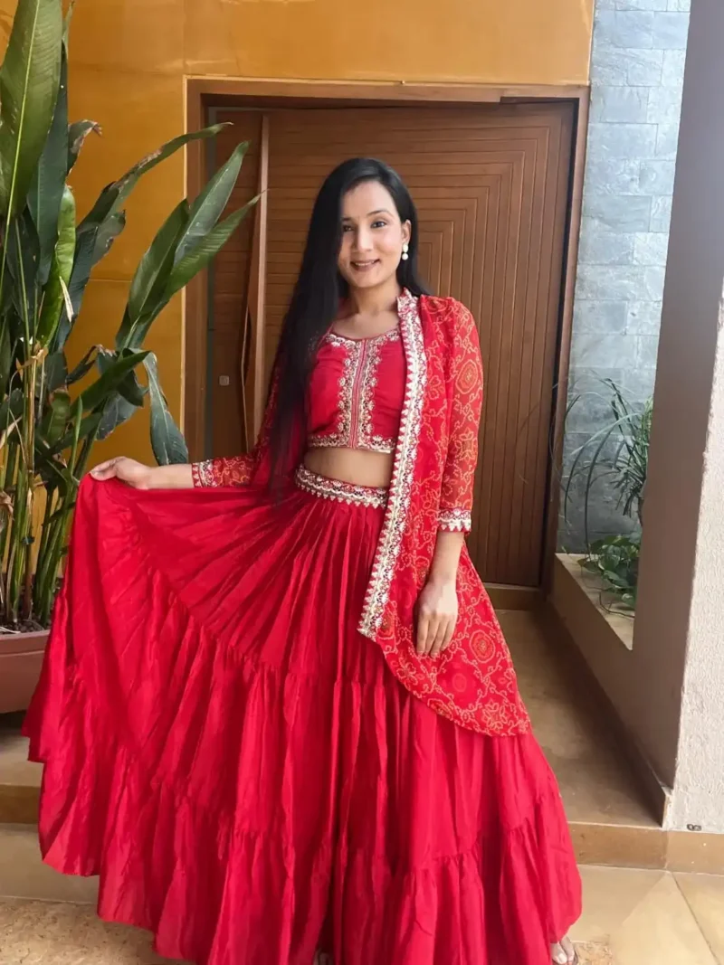 Heavy Thread Embroidery Work Designer Lehenga with Shrug