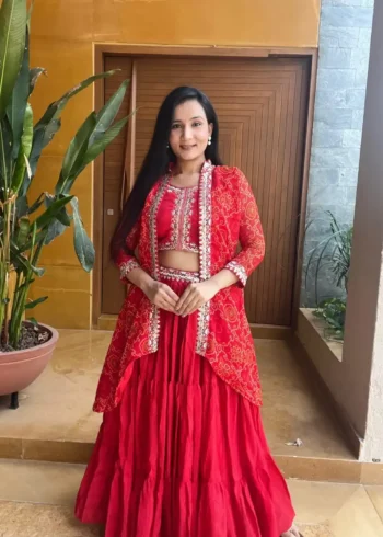 Heavy Thread Embroidery Work Designer Lehenga with Shrug