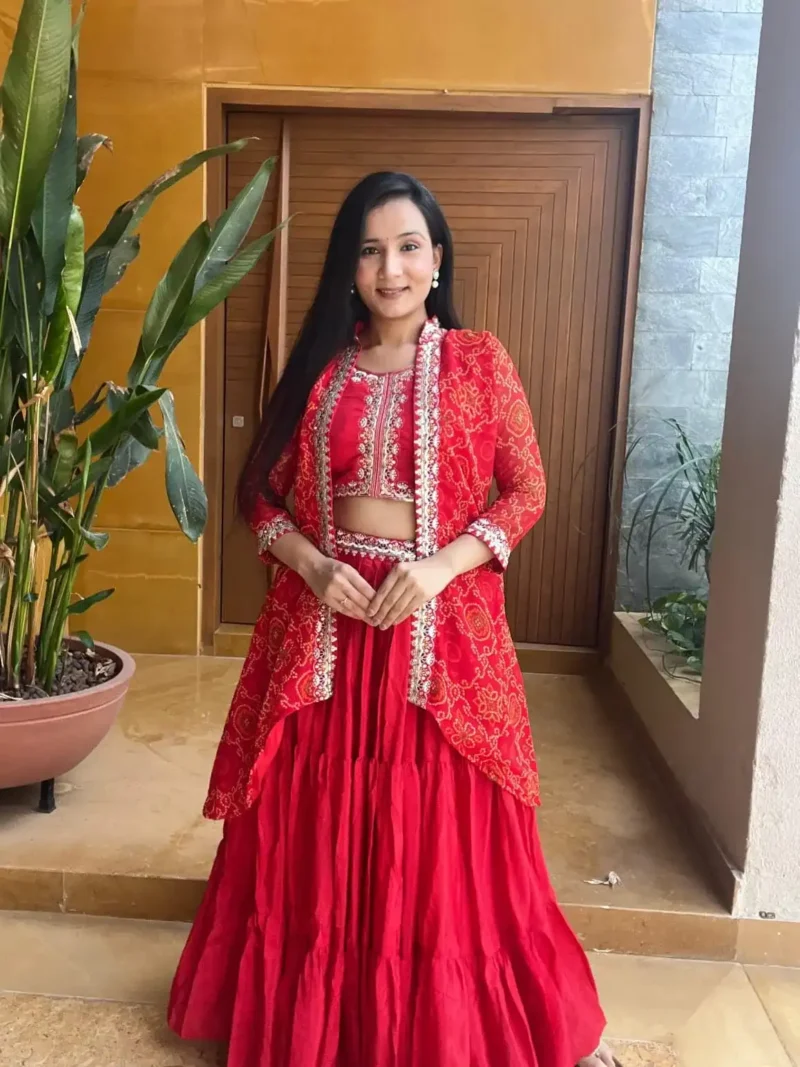 Heavy Thread Embroidery Work Designer Lehenga with Shrug