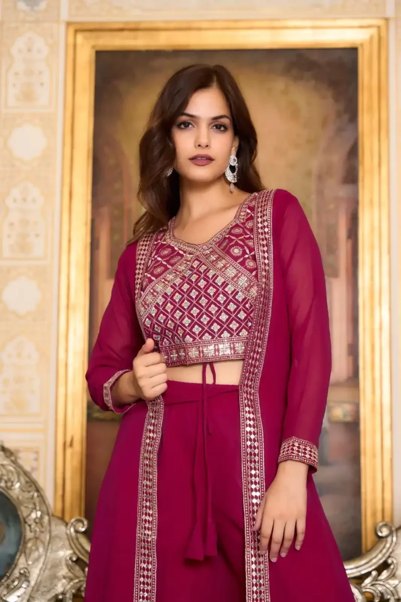 Indo Wester Style Choli with Palazzo and Shrug