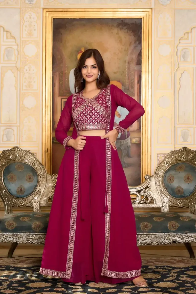 Indo Wester Style Choli with Palazzo and Shrug