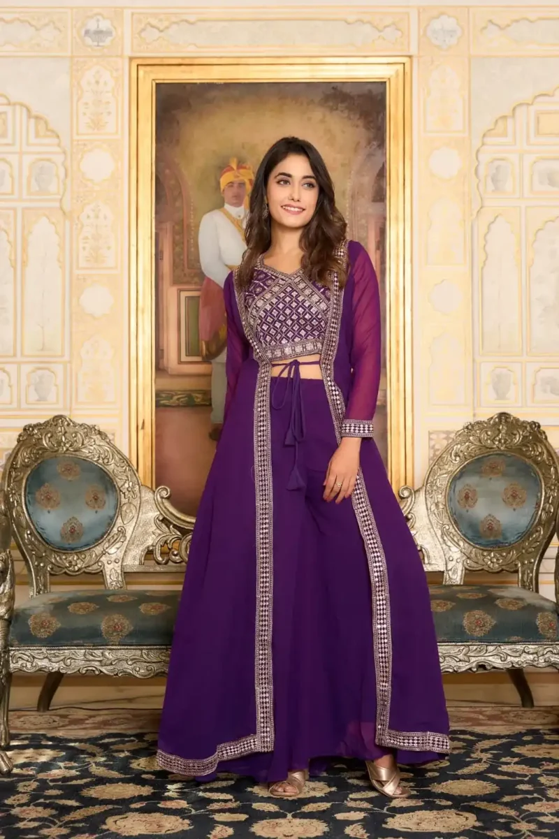 Indo Wester Style Choli with Palazzo and Shrug