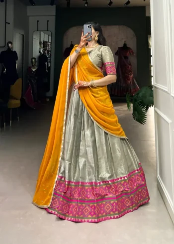 Jacquard Silk South Indian Kanchi Pattu Lehenga Choli