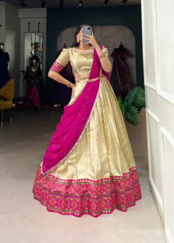 Jacquard Silk South Indian Kanchi Pattu Lehenga Choli
